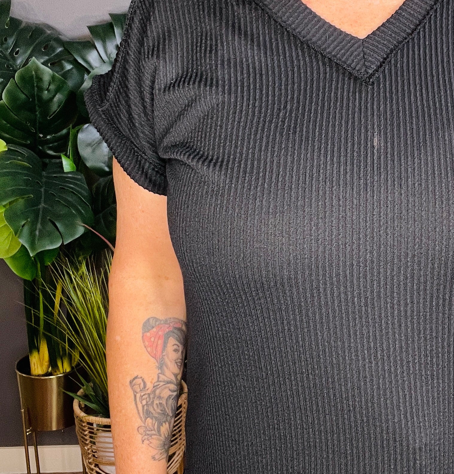 All The Comfort Black Ribbed Set - SET021BK