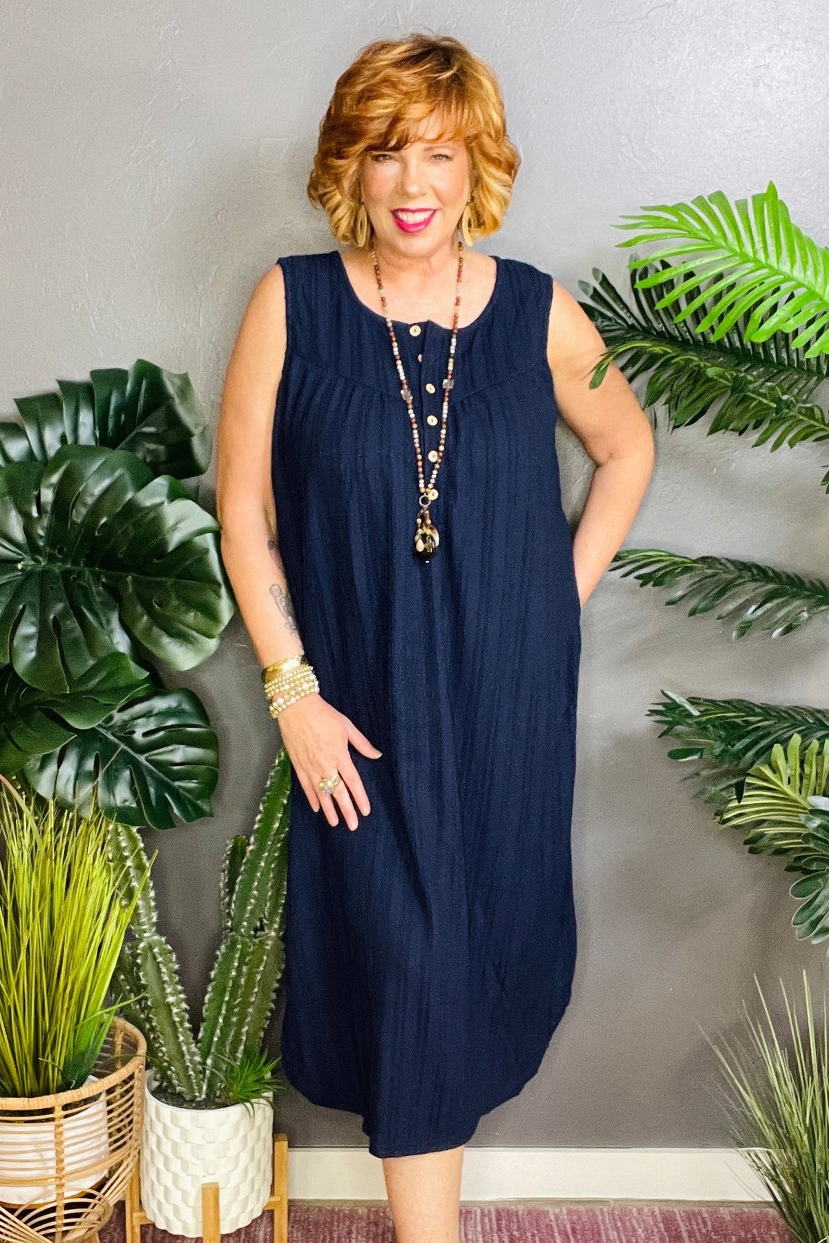 Oceanside Brunch Navy Dress - DR086NV