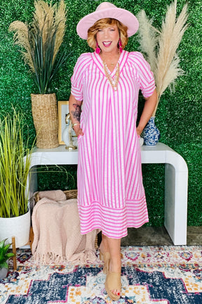 All Dressed Up Pink Stripe Dress