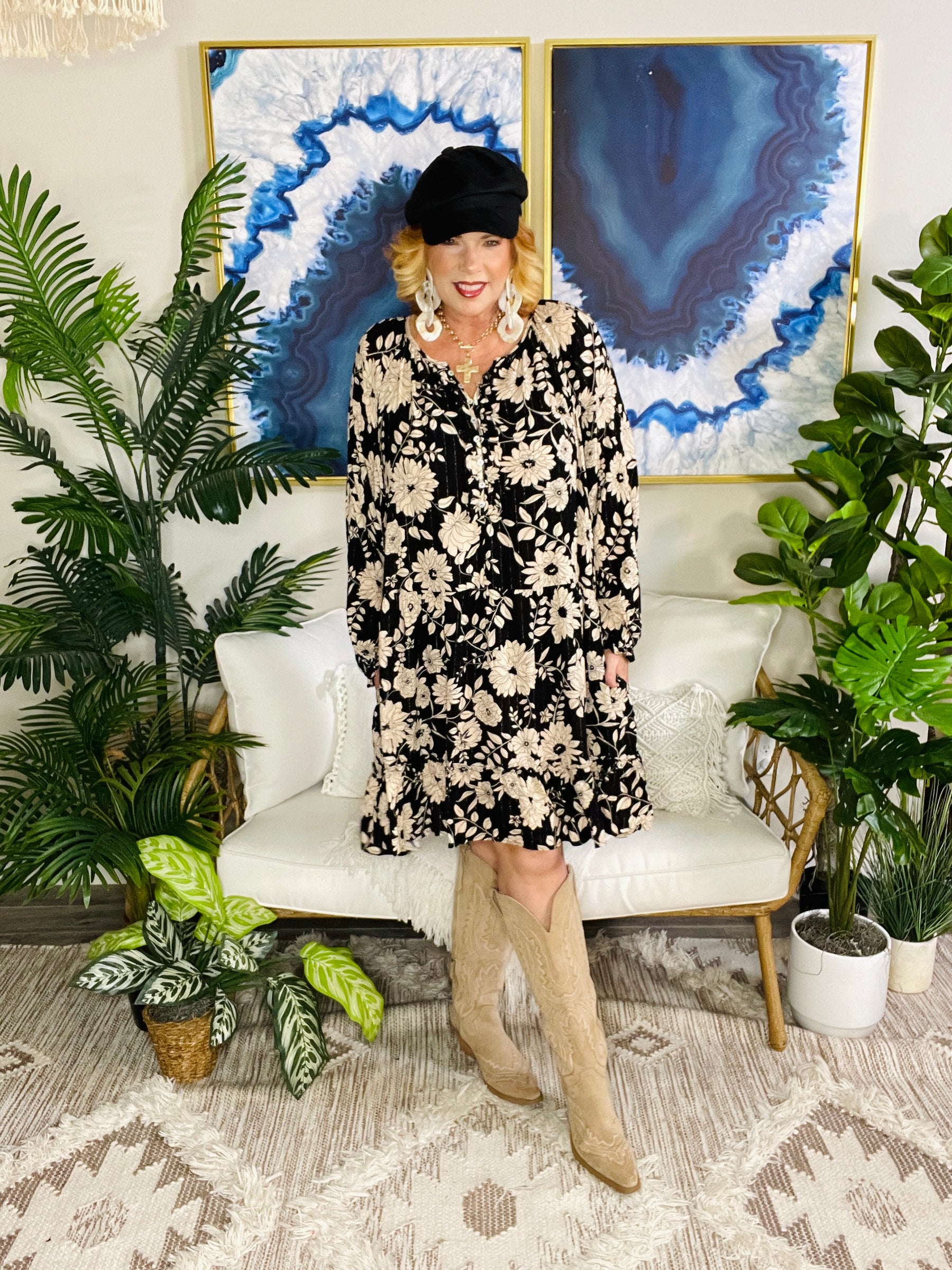 Timeless Blooms Dress - DR284BK