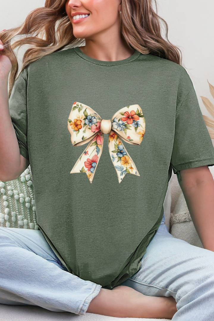Coquette Floral Bow Graphic Tee