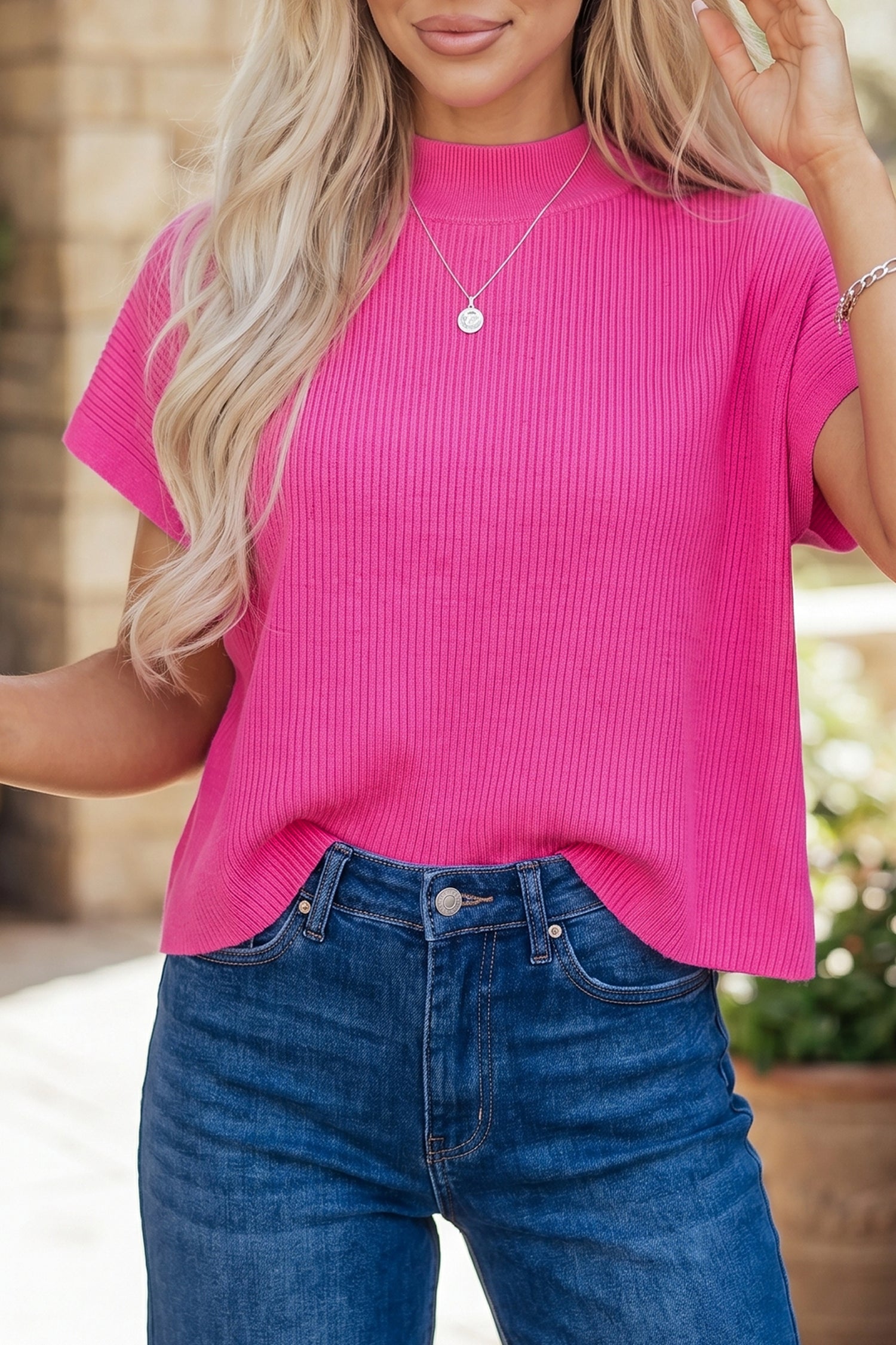 With You Always Lightweight Ribbed Knit Sweater