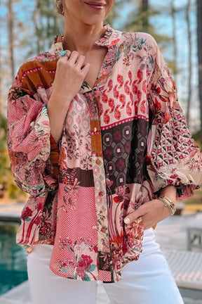 Forever Slaying Boho Patchwork Red Top - T11051RD