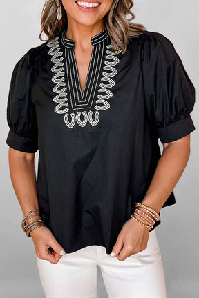 Chic On Repeat Embroidered Detail Top