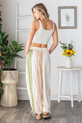 Blooms For Days Cream Floral Patchwork Pants - PNT1788CR