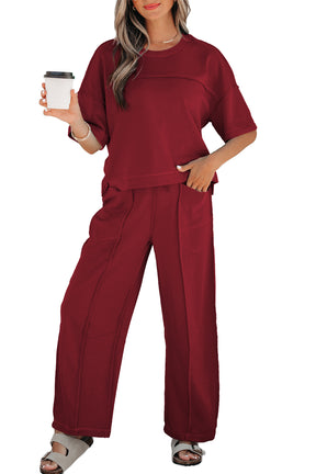 Here For It Racing Red Top and Barrel Pant Set