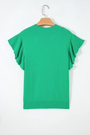 Daily Classic Green Ruffle Sleeve Top