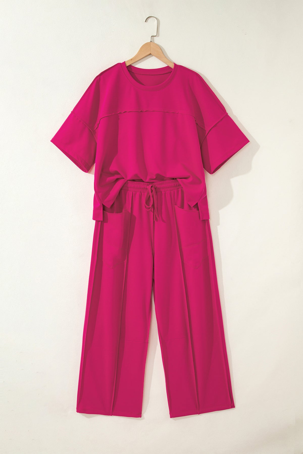Here For It Rose Red Top and Barrel Pant Set