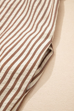 Meet Me Downtown Khaki Stripe Shirt Dress