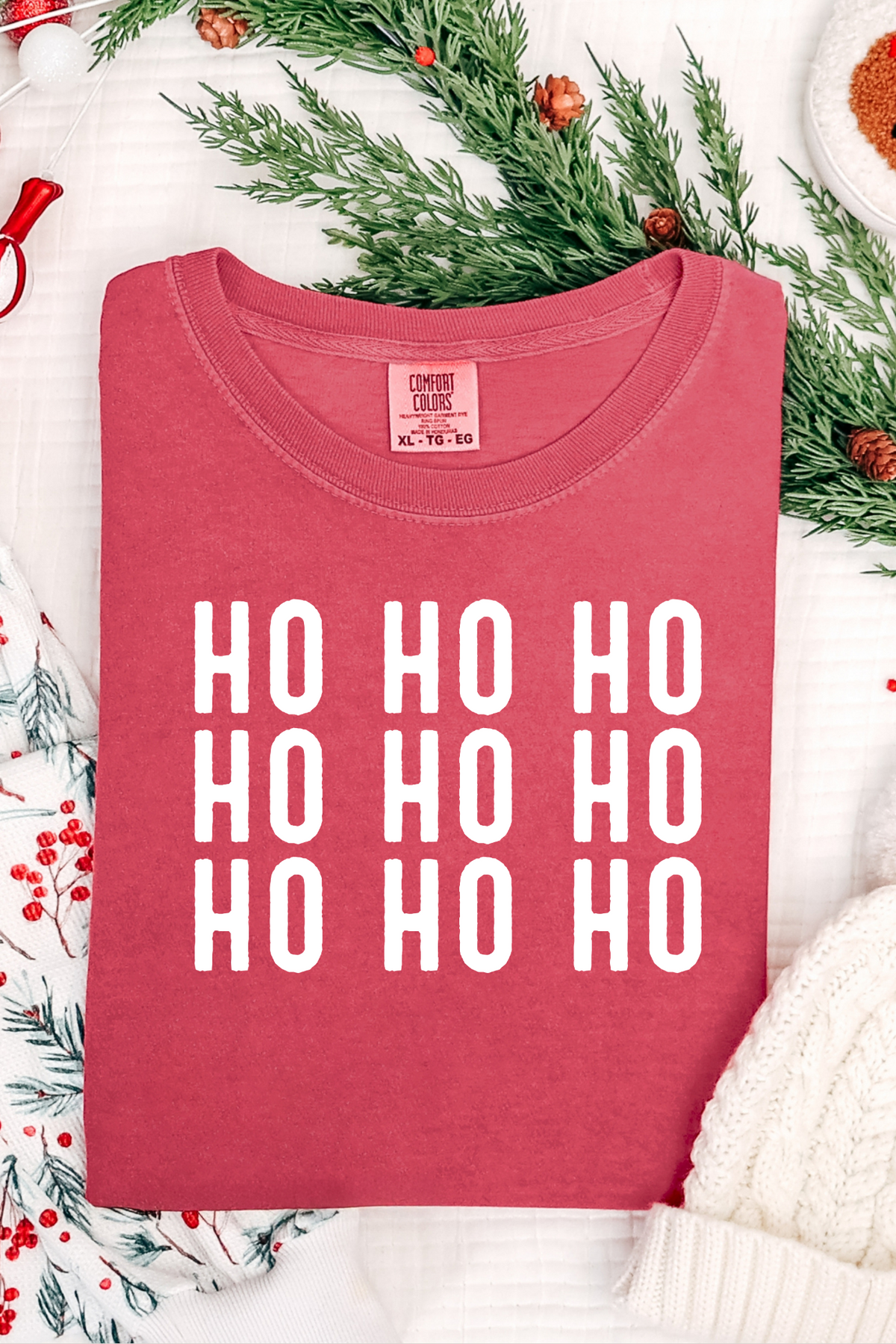 Ho Ho Ho Stacked Graphic Tee and Sweatshirt