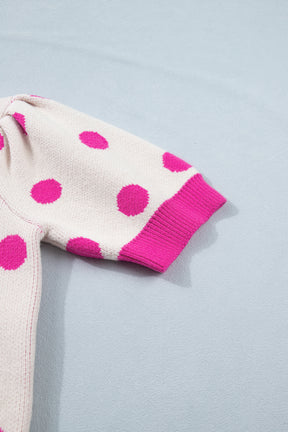 Haute Spot Pink Polka Dot Sweater Top