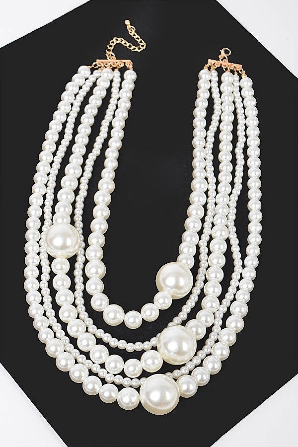 Multi Pearl Layered Necklace - N066PR