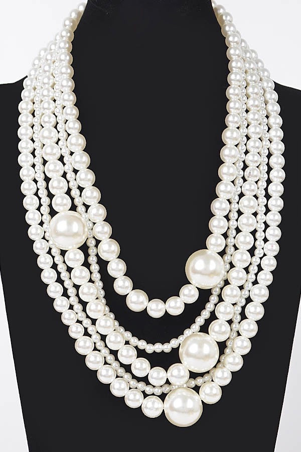 Multi Pearl Layered Necklace - N066PR