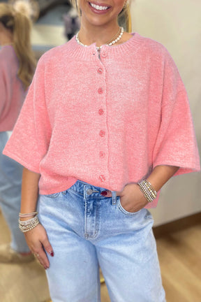 Easy To Style Peach Knit Sweater Cardigan