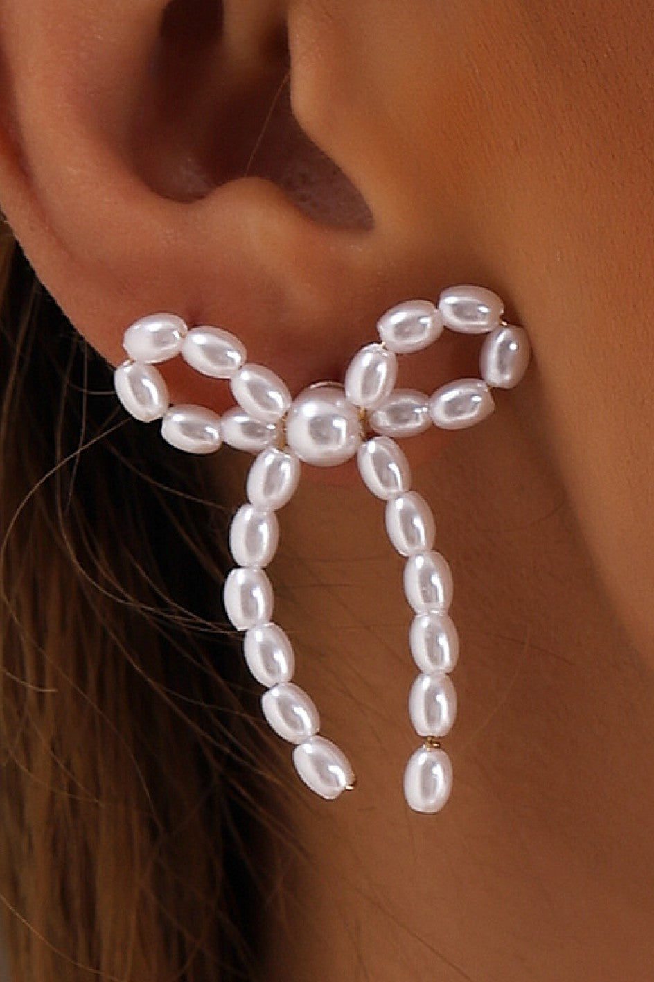Pearl Bow Tie Earrings - EAR4492PR