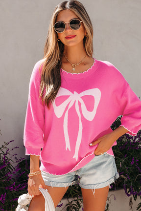 Bow My Gosh Pink Sweater