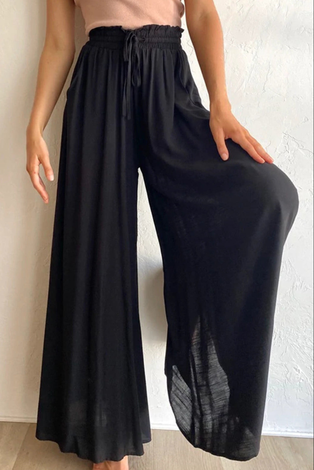 Urban Edge High Waist Wide Leg Black Pants - PNT1794BK
