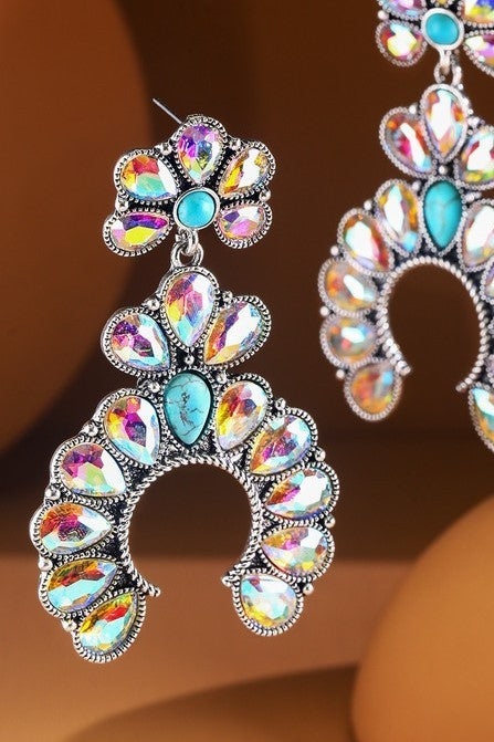 Silver/Crystal Squash Blossom Earrings - EAR4495SI