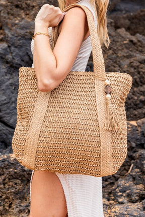 Izola Carry All Tassel Khaki Tote - BAG1817KH