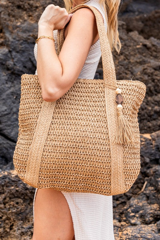 Izola Carry All Tassel Khaki Tote - BAG1817KH