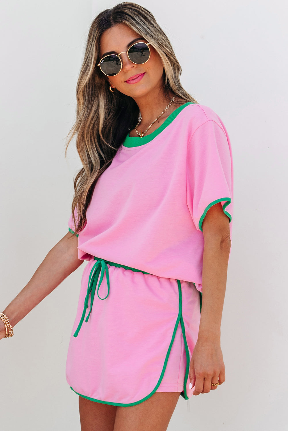 Taking It Easy Bonbon Colorblock Top and Skort 2Pc Set