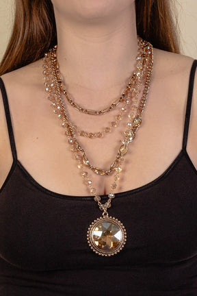 Gold Beaded Layer Necklace - N019GO