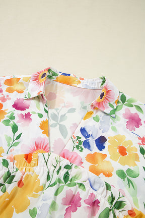 The Floral Edit Yellow Ruffled Sleeve V Neck Top