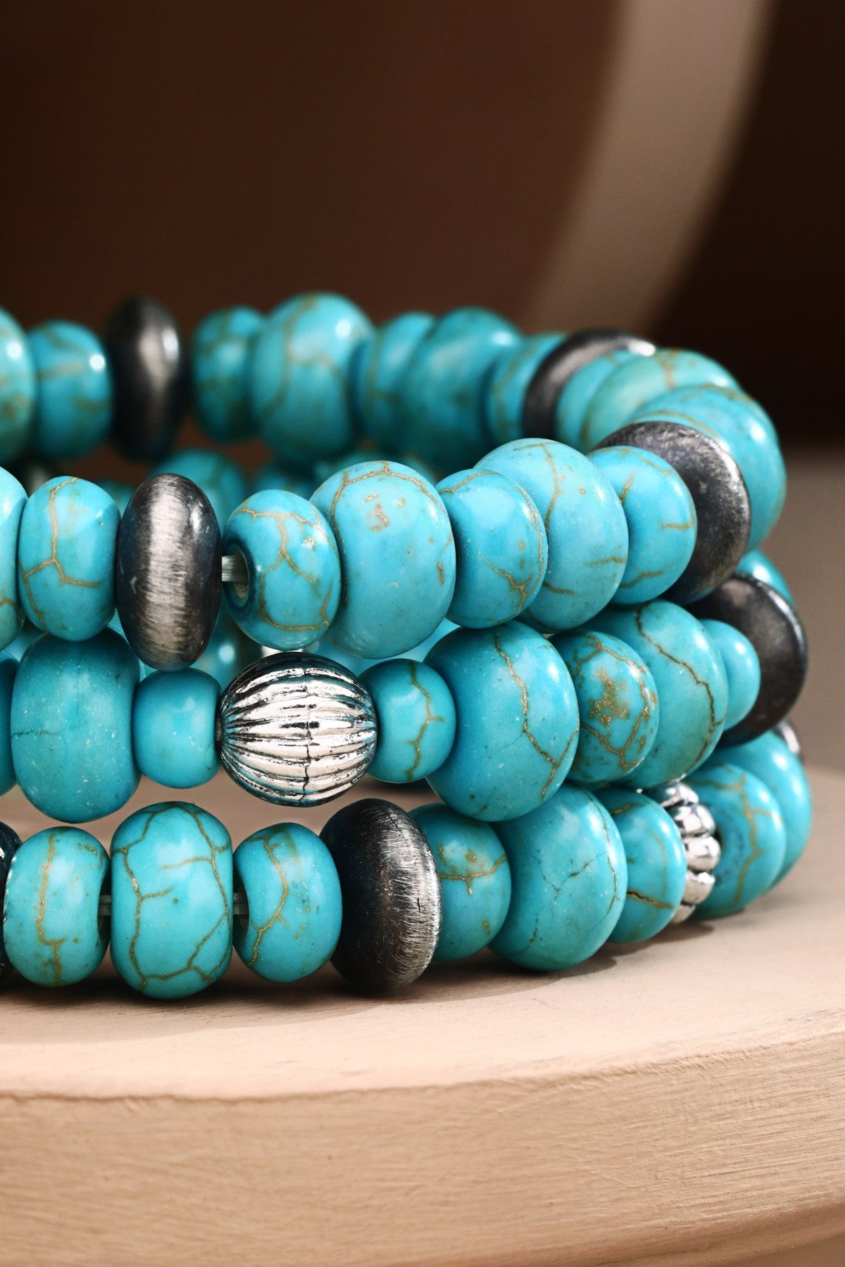 Turquoise Beaded Stackable Bracelet - BRC3343TU