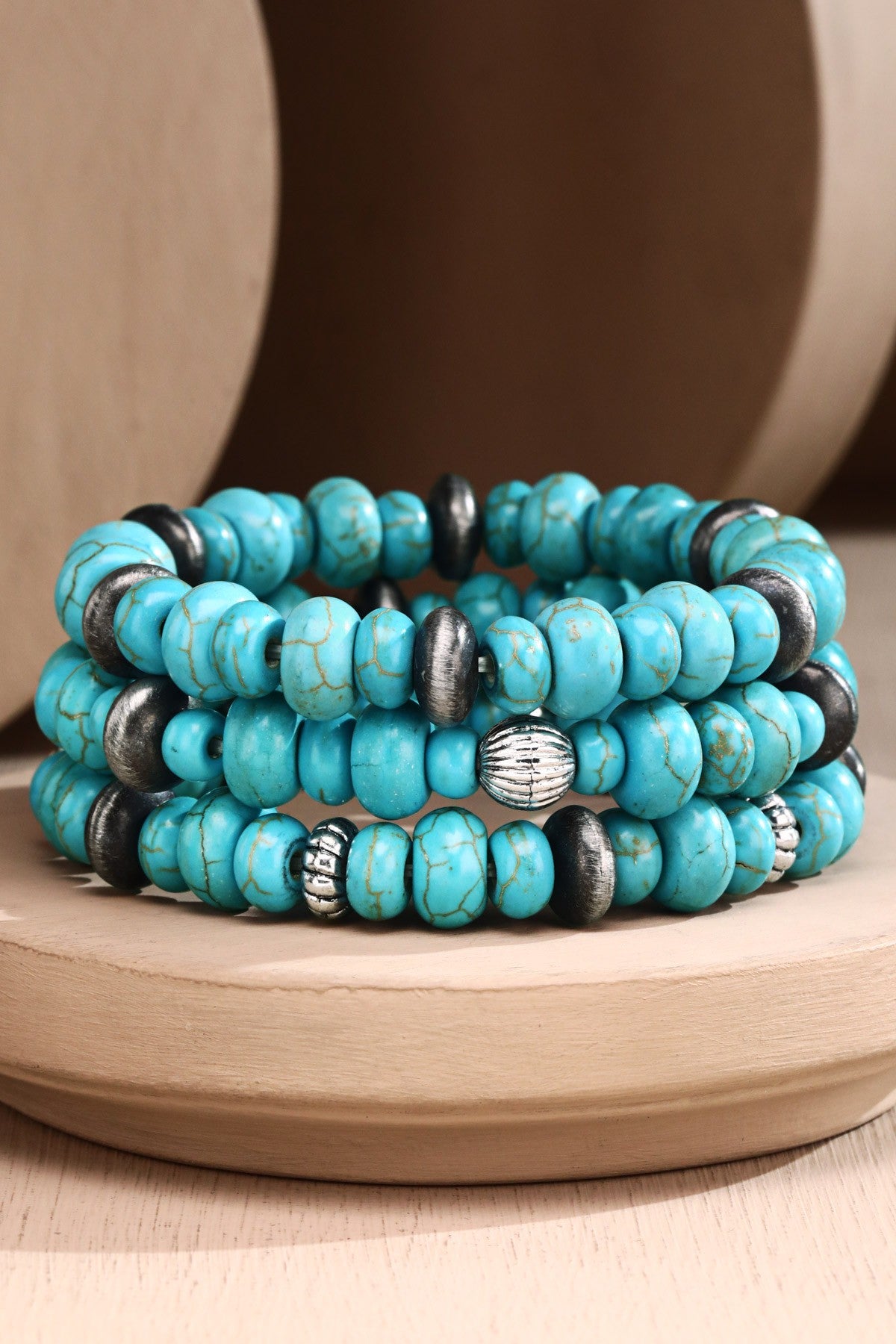 Turquoise Beaded Stackable Bracelet - BRC3343TU