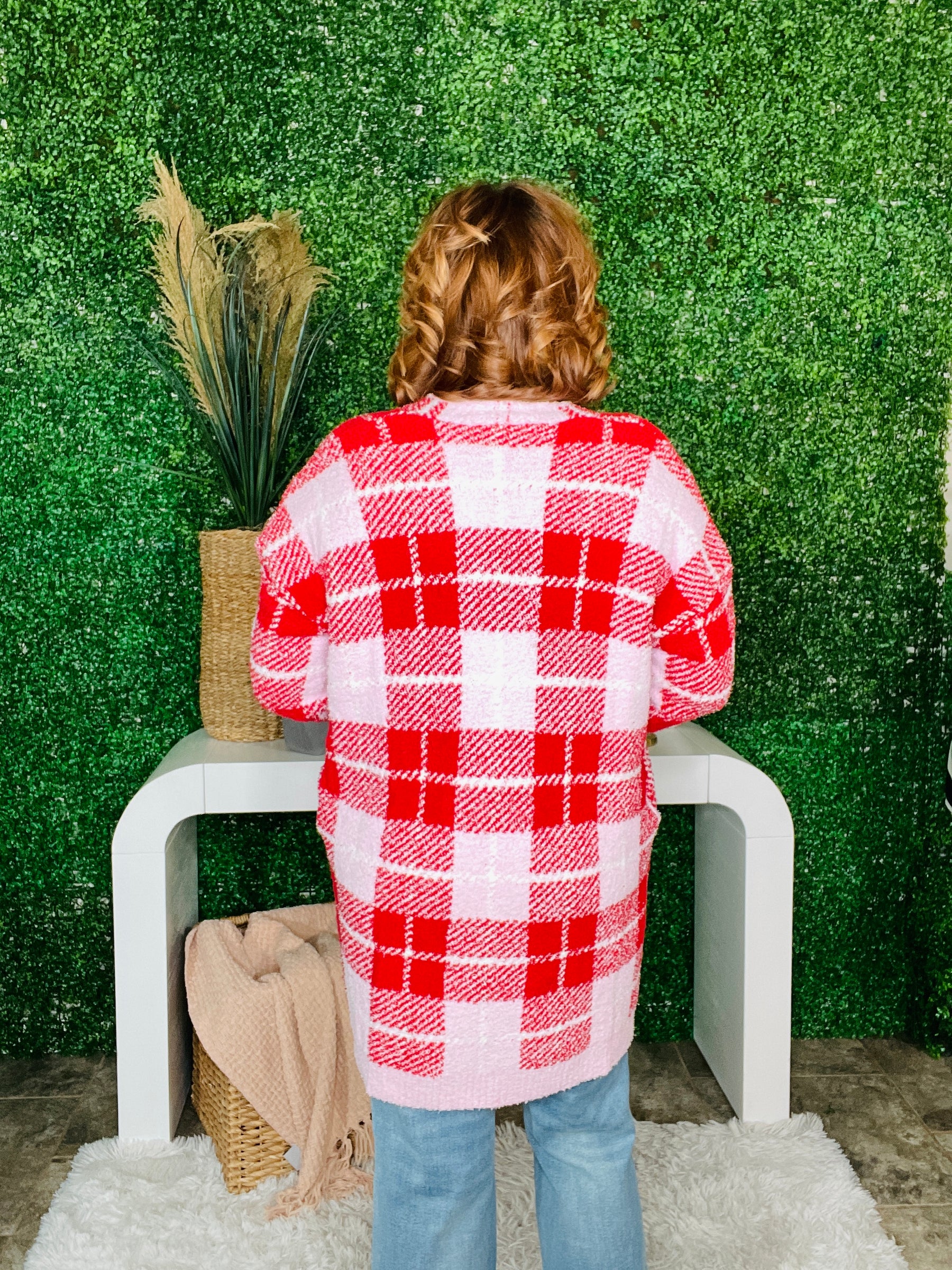 Plaid Valentine Cloud Cardigan - OT116RD