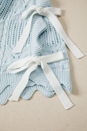 How About That Beau Blue Knit Bow Top