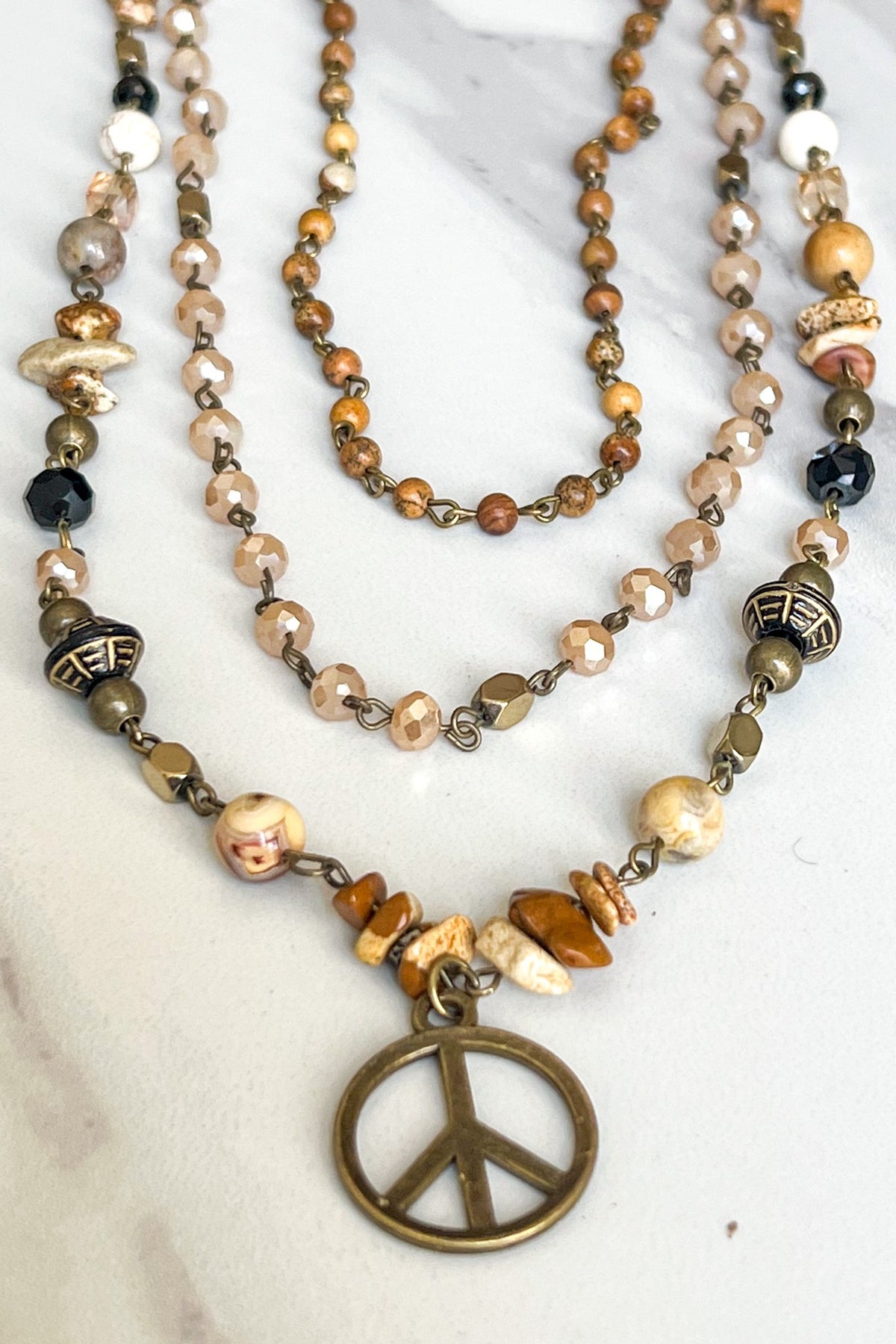 Multi Strand Peace Necklace - N007MU