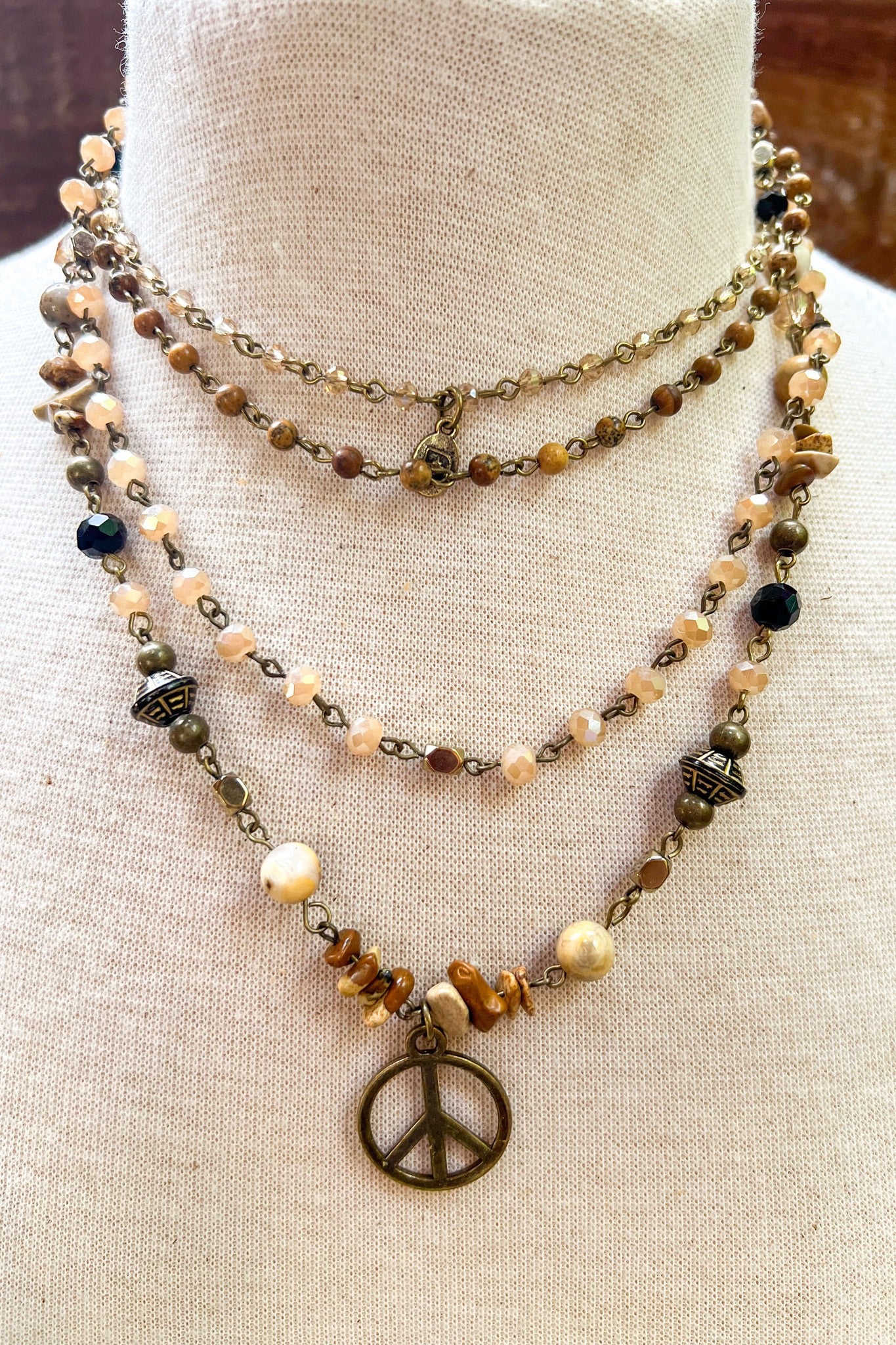 Multi Strand Peace Necklace - N007MU
