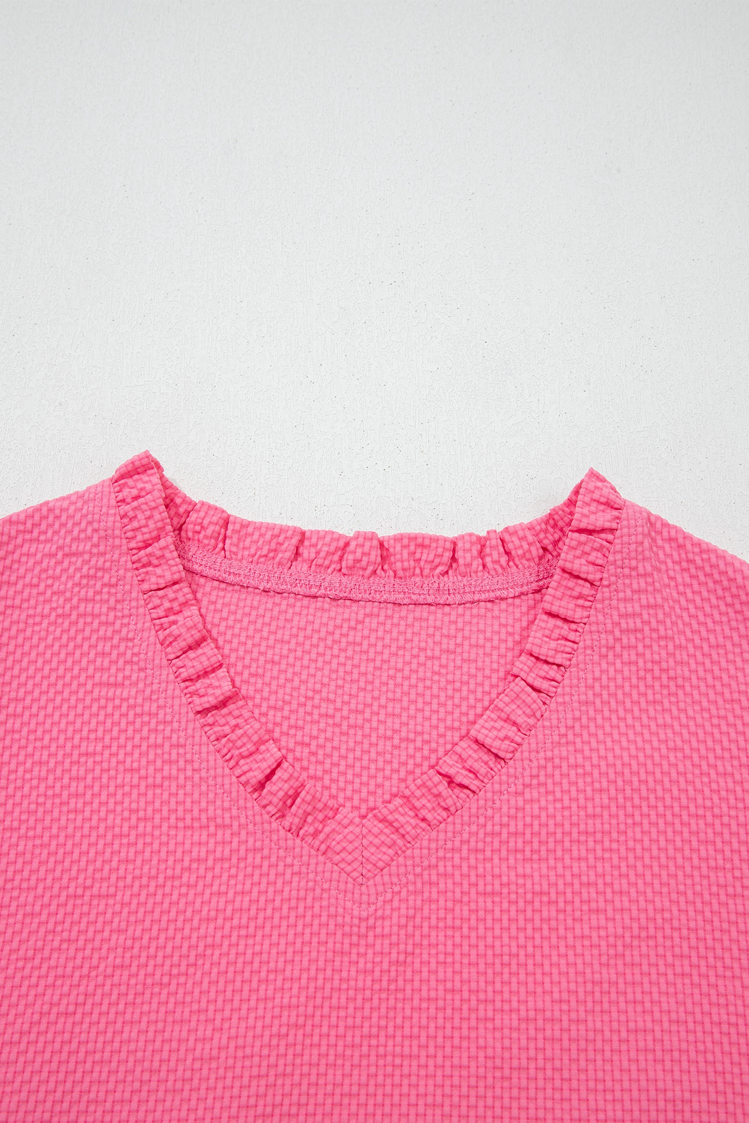 Pink All Day Embroidered Puff Sleeve Textured Top