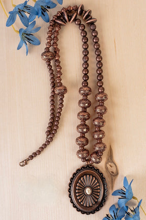 Copper Squash Blossom Concho Necklace - N016CO