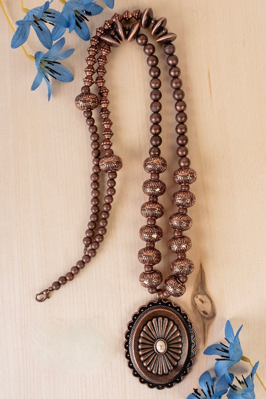 Copper Squash Blossom Concho Necklace - N016CO