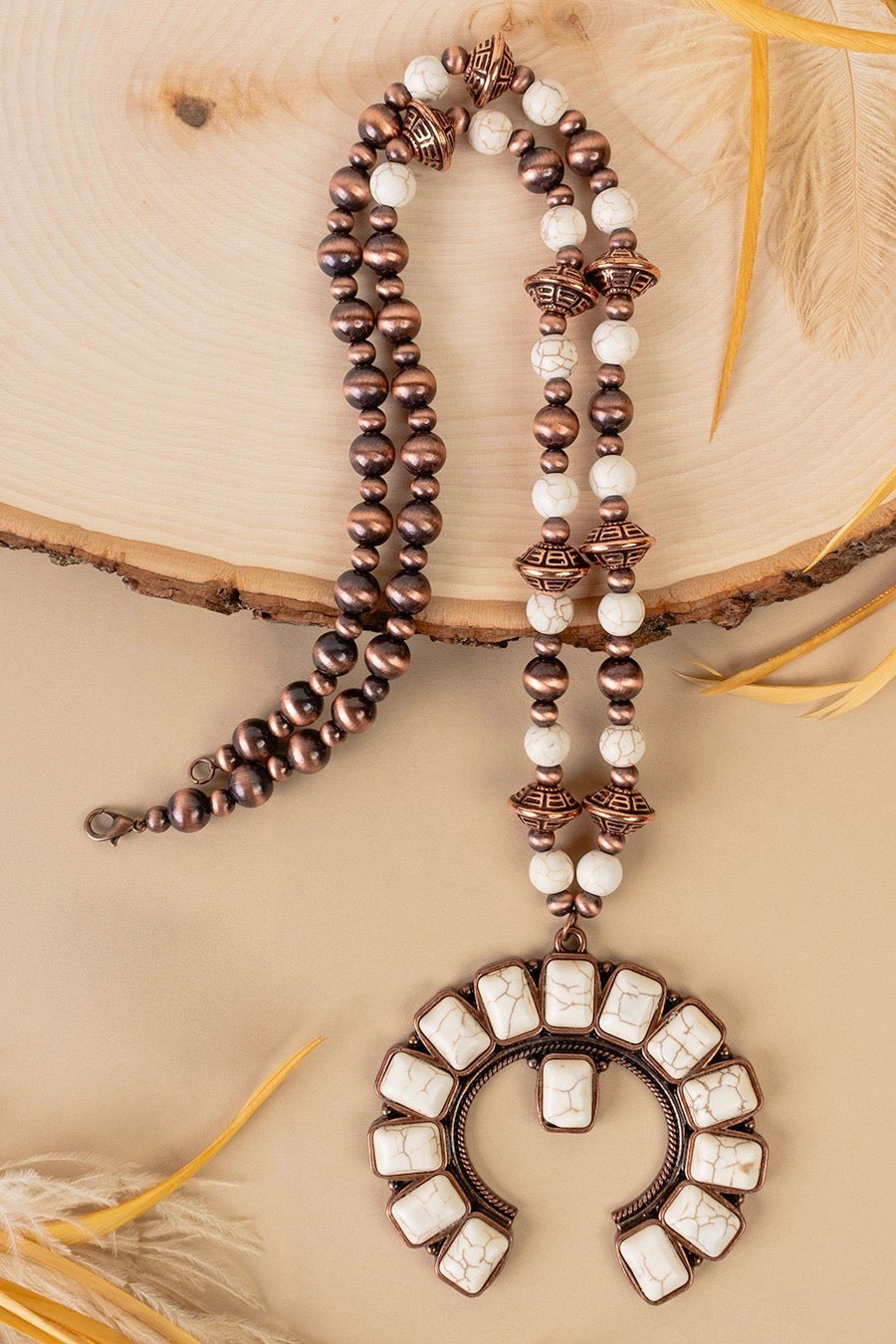 Ivory Squash Blossom Concho Necklace - N017IV