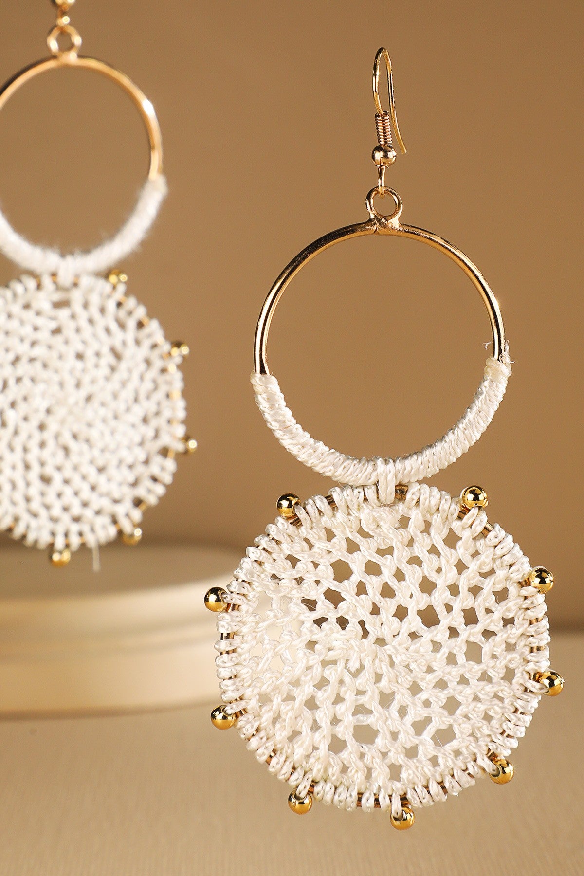 White Rattan Knitted Earring - E089WH
