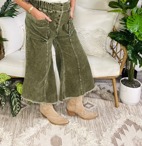 Come As You Are Olive Corduroy Pants - P168OL