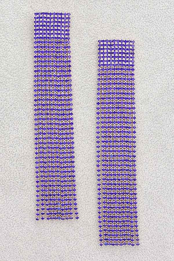 Purple Rhinestone Curtain Earrings - E099PU