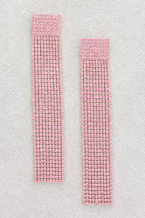Pink Rhinestone Curtain Earrings - E100PK