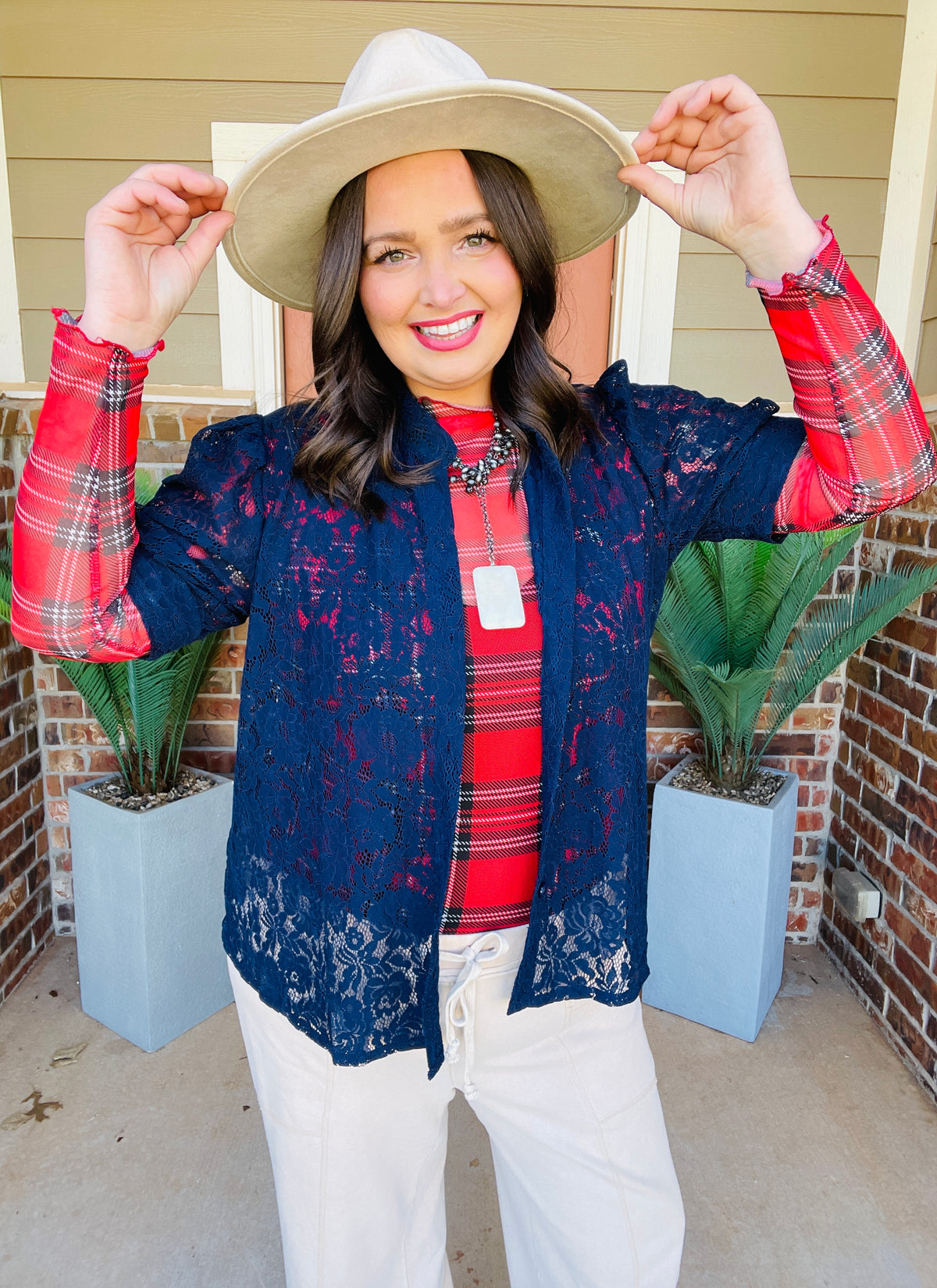 Plaid Intentions Mesh Top