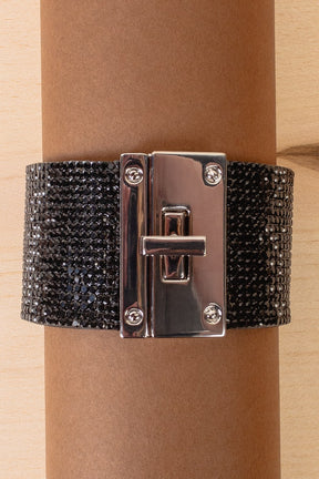Black Rhinestone Cuff Bracelet - B007BK