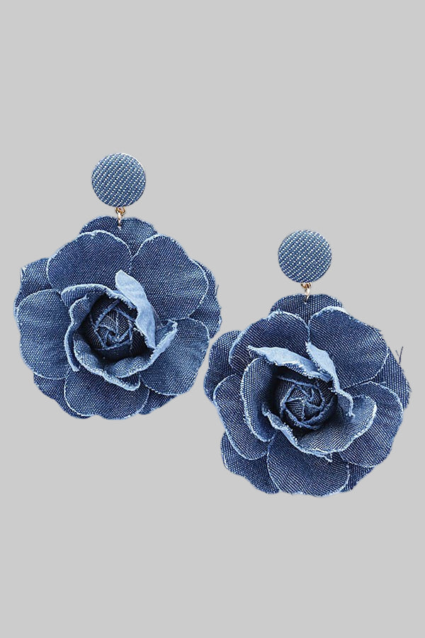 Denim Flower Earring - E037DN