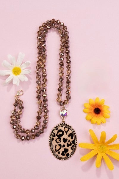 Animal Print Beaded Necklace - N020LE