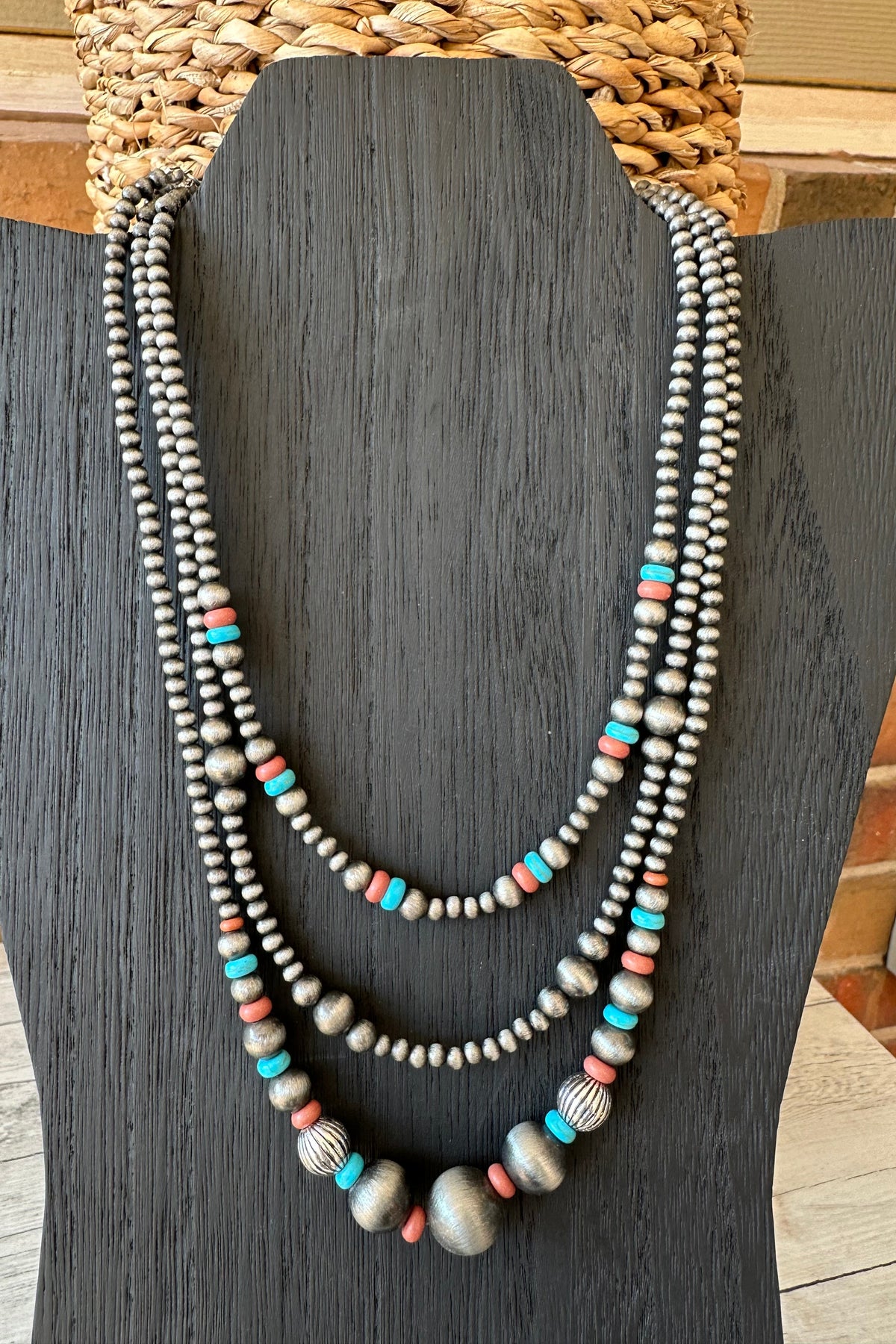 Western Multi Layered Beaded Necklace - N116SI