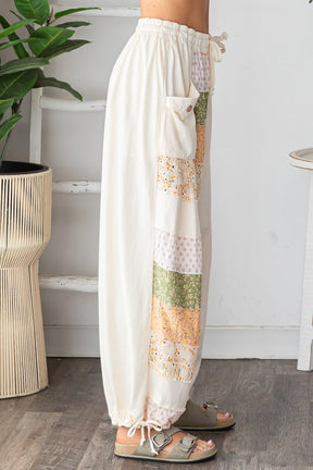 Blooms For Days Cream Floral Patchwork Pants - PNT1788CR