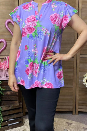 Coming Up Roses Lavender Floral Top - T10940LV