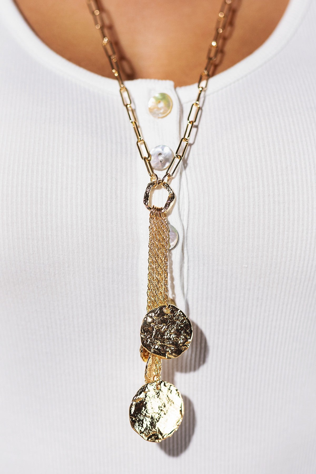 Necklace With Tassel And Metal Accents - N072GO