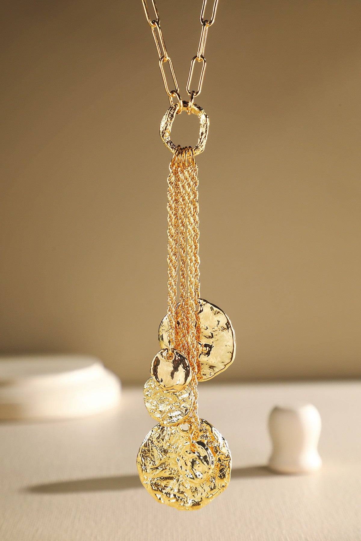 Necklace With Tassel And Metal Accents - N072GO